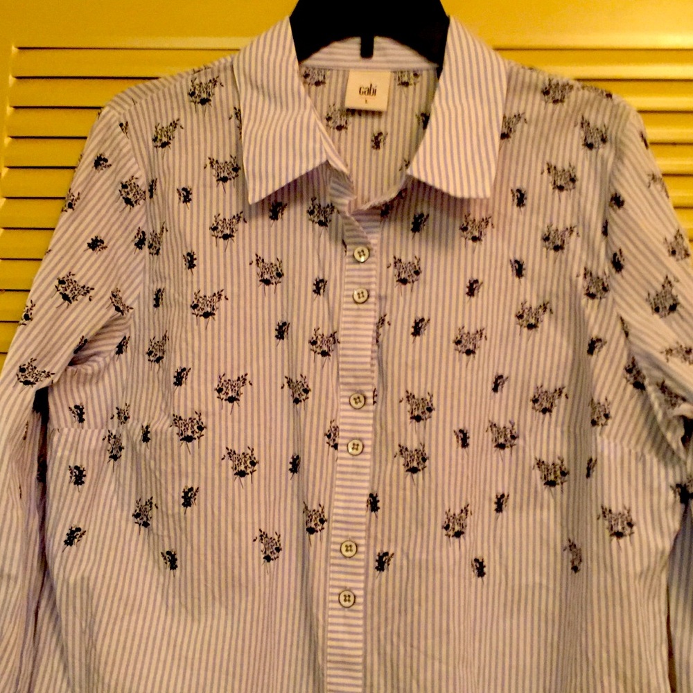 Cabi L Cotton Long Sleeve Button Up Blouse